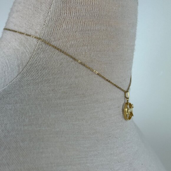 Gold Tone Horse Pendant Necklace 15.5" - Picture 4 of 7